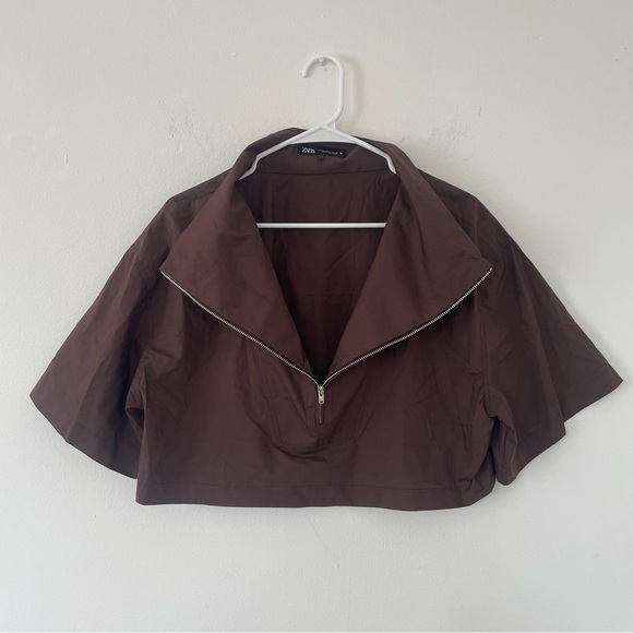 Zara Dark Brown Crop Top - Picture 4 of 12